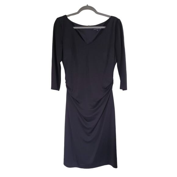 David Meister Dresses & Skirts - David Meister V-Neck Flattering Gathered Classic Black Cocktail Dress Size 12